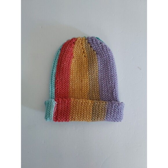 Handmade Crochet Hat/Beanie Multi Color Green Purple Yellow Orange - Picture 1 of 6